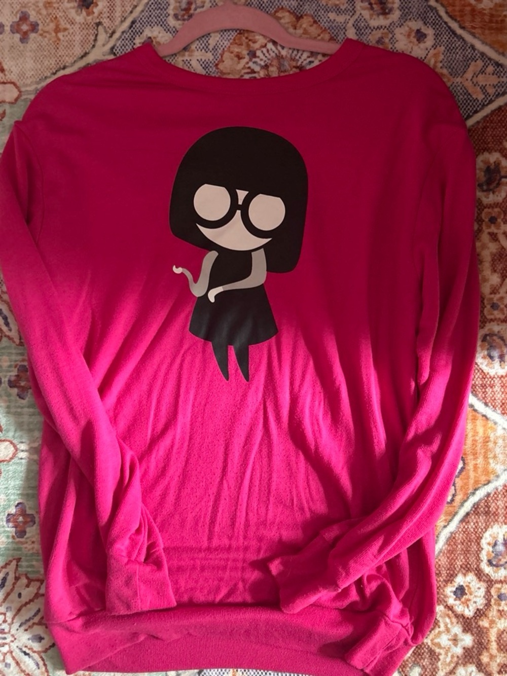 Edna from incredibles' Hot Pink Long-Sleeve Graphic sweater